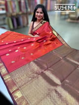 Rust Orange & Winish Brown Vintage Kanjeevaram Saree : S62F121