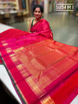 Rani Pink Vaira Oosi Checks Vintage kanjeevaram Saree