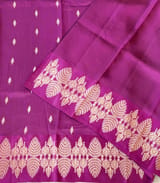 Wine Poona Silk Saree with heavy weaving open Mashru border