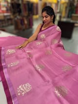 Rose Pink Pure Organza with embroidery SS50289