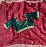 Burgundy Pure Handloom Tussar Saree