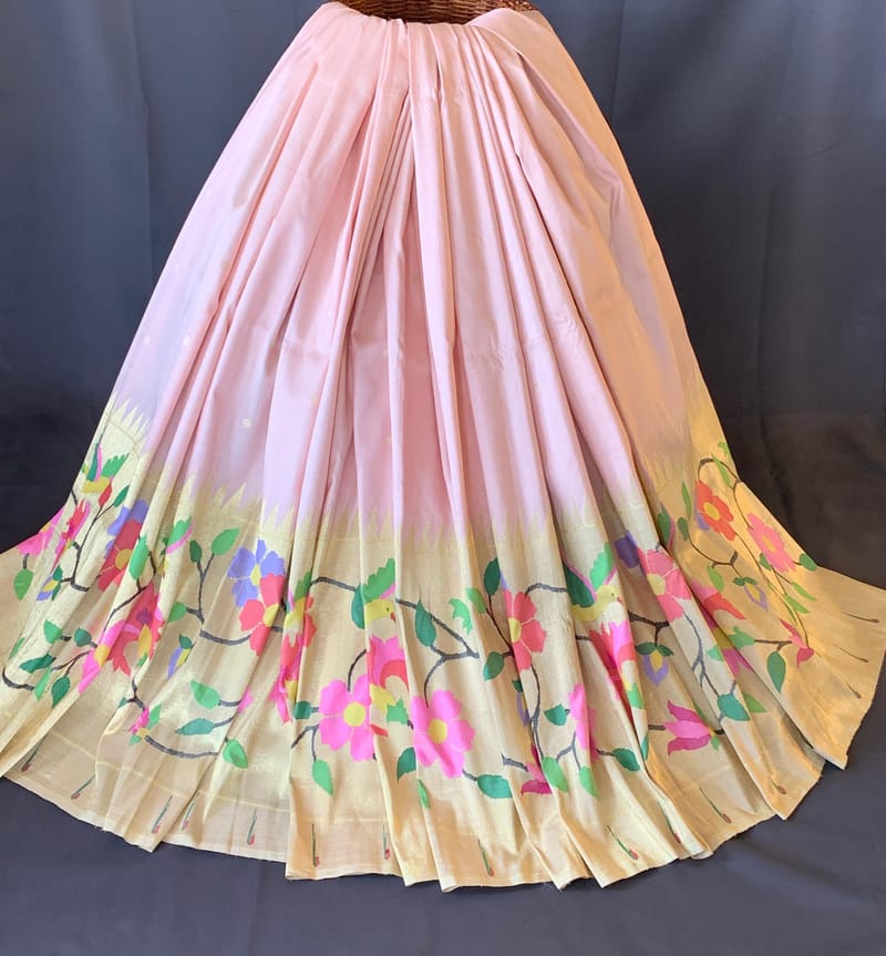 Pastel Pink Pure Paithani lehanga : S62F134