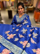 Royal Blue Mashru Banaras with embroidery SS5011