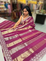 Wine kora tissue stripes saree SS50285