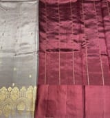 Dusty Mauve Poona Silk Saree with heavy weaving Mashru Open Border