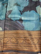 Elephant Grey Printed Banarasi Tussar Saree SS50452