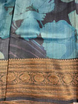 Elephant Grey Printed Banarasi Tussar Saree SS50452