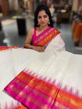 Off White ponduru khadi jamdani Saree SS50361
