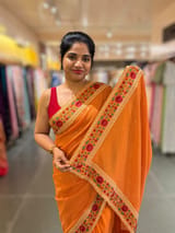 Orange Georgette sequnce Saree with Sabyasachi borders SS5042