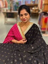 Black Georgette Saree with badla sequence motifs : S62F078