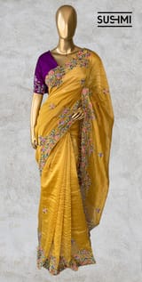 Mango Yellow Mul Tissue stripes saree DSCL041