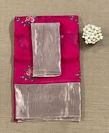 Rani Pink Pure Organza Saree with pure Tissue Border SS50294