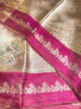 Dark Pink Banarasi Brocade Tissue with embroidery SS50224