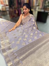 Dusty mauve Banarasi Mul Silk Cotton Saree SS50555