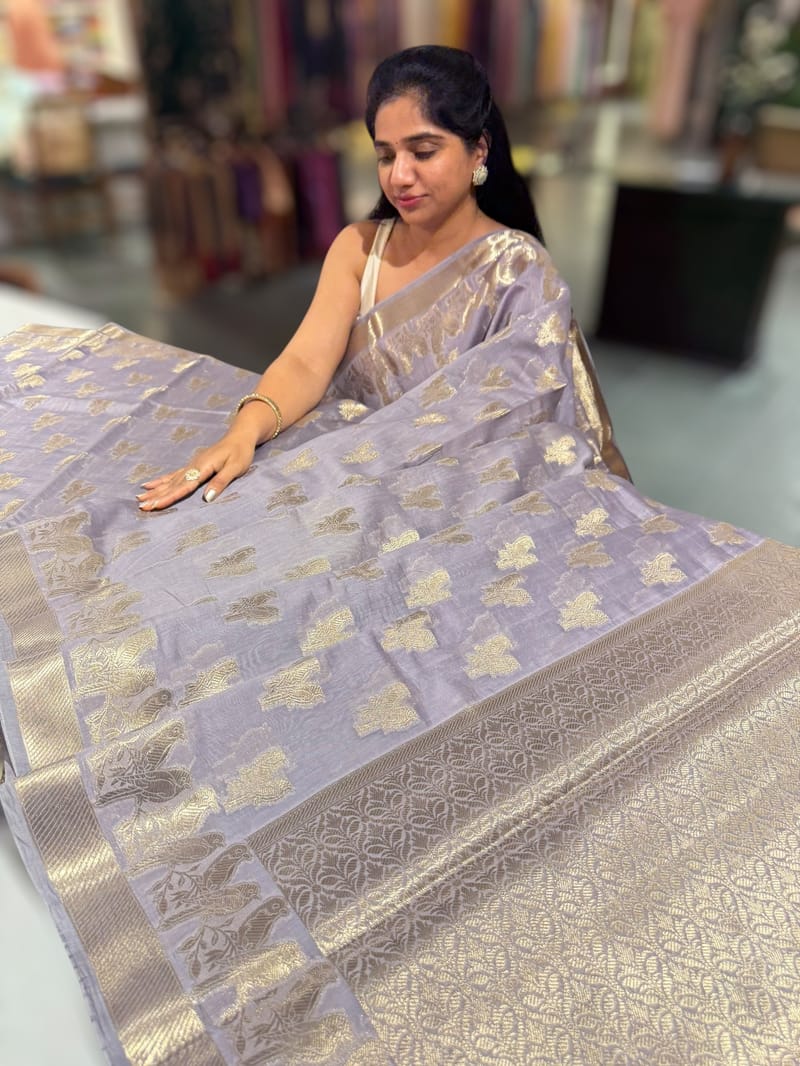 Dusty mauve Banarasi Mul Silk Cotton Saree SS50555