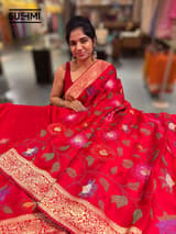 Chilli Red Banaras Mashru Silk with embroidery
