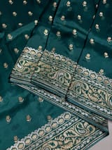 Emerald Green Pure Organza Saree With Jamdani Inspired  SS50340
