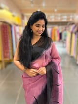 Rose Pink & Black Ombre Dyed Pure Organza handwork saree SS50286