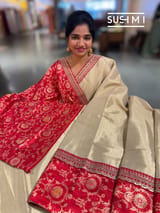 Muted Gold tissue saree with banarasi and sabhyasachi borders : S62122