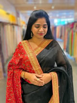 Black Organza with sabyasachi borders SS50275