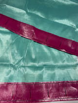 Mint Green Pure handloom paithani tissue stripes saree SS50375