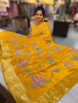 Mango Yellow Mashru Banaras with embroidery SS5010