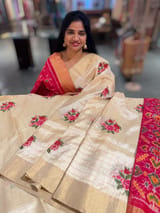 Ivory Kanchi Soft Silk Saree with embroidery SS50129
