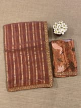 Onion Pink Banarasi Tissue checks Saree with Sabyasachi Borders