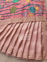 Dusty Pink Banarasi tonchoi with pen kalamkari Blouse : D62F020