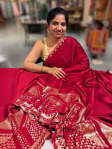 Dark Pink Pure Satin Saree with designer sequence border and blouse