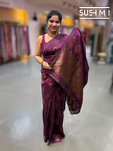 Wine Banarasi Handloom Dupion Rawsilk Saree : S62F099