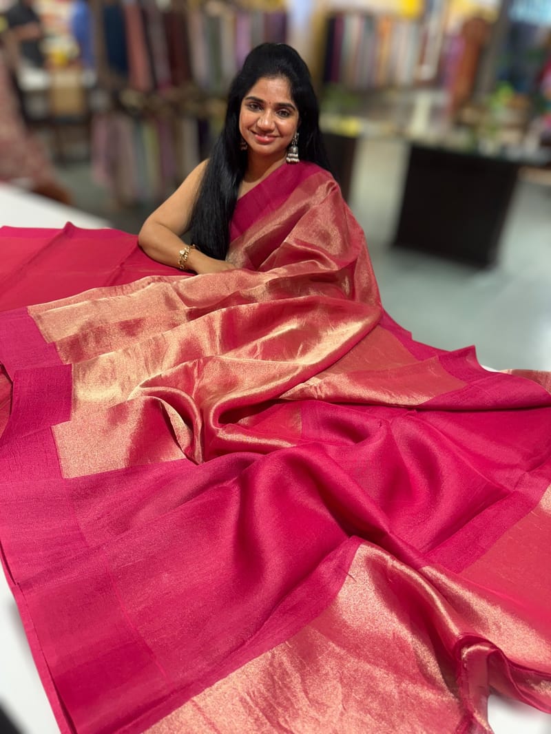 Pink Banarasi Tissue with Designer blouse SS50381
