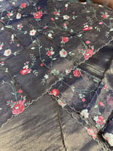 Dark violet Pure Tissue Saree with embroidered border