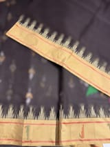 Darkest Brown  Pure  handloom Ponduru Khadi jamdani Saree with heavy pallu