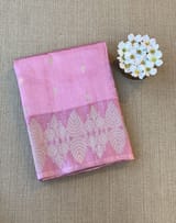 Dusty Pink Poona Silk Saree with heavy weaving open Mashru border