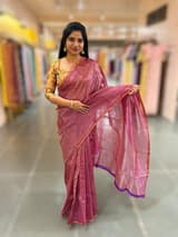 Purple Chanderi Tissue saree with designer tissue blouse