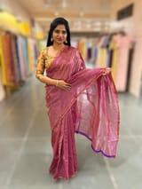 Purple Chanderi Tissue saree with designer tissue blouse