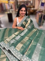 Forest Green kora tissue stripes saree SS50284