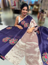 Violet Organza Saree with pure Tissue Border SS50319