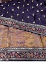 Mauve Tissue checks Saree with sabhyasachi borders
