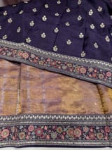 Mauve Tissue checks Saree with sabhyasachi borders