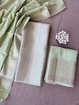 Mint Green Banarasi Mul Silk Brocade 3-pc Sharara Suit set : SS62J11