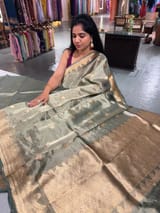 Sage Banarasi handloom tissue saree SS50389
