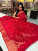 Red Dhupion Raw Silk Saree with Gharchola bandhini blouse