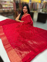 Red Dhupion Raw Silk Saree with Gharchola bandhini blouse