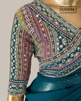 Peacock Blue DesignerOrganza saree SS50248
