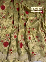 Pastel Green Designer Banarasi Brocade Tissue Saree S62112
