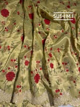 Pastel Green Designer Banarasi Brocade Tissue Saree S62112