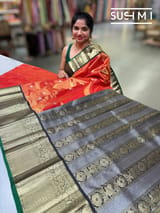 Orangish Red Tissue Vintage Kanjeevaram : S62F123
