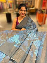 Elephant Grey Printed Tussar Tissue Saree. SS50450